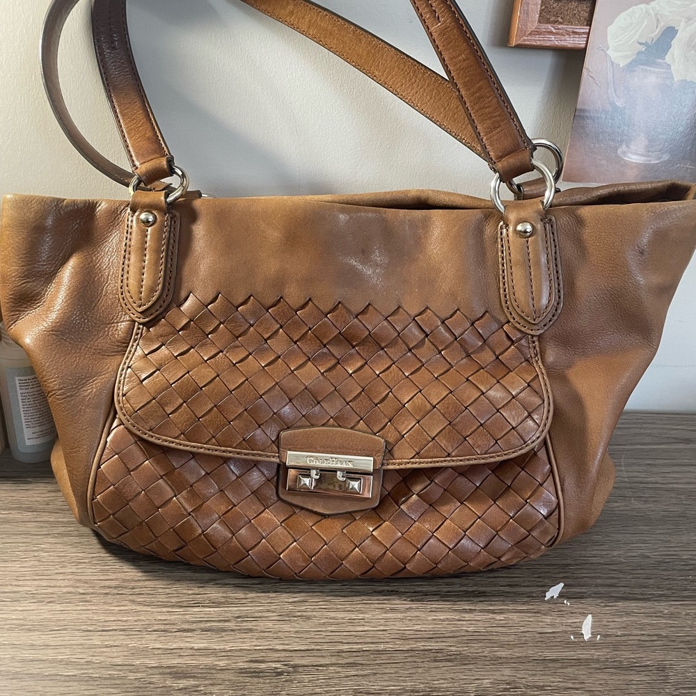 Cole Haan dark tan leather satchel